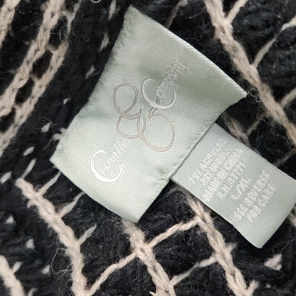 Camille & Company Cocoon Black and Tan Knit Sweater Size Large XL - Picture 7 of 7